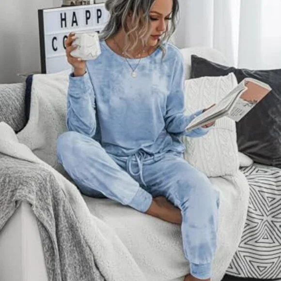 Women's Long Sleeve Jogger Pajama Set - Soft Loungewear Matching Outfit